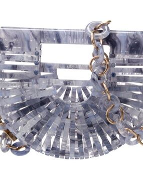 Cult Gaia - Marble Acrylic Half-Moon Clutch with Chain